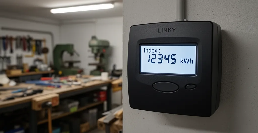 Écran compteur Linky affichant la puissance électrique souscrite en kVA
